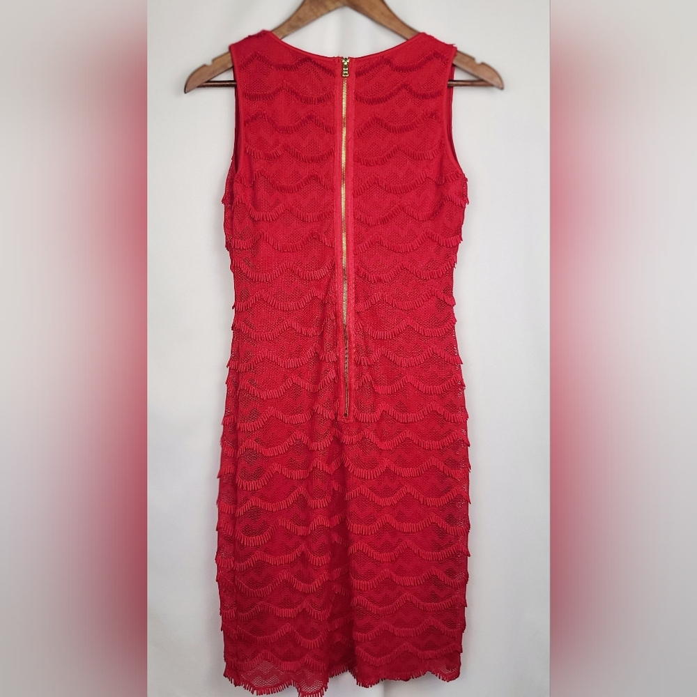 GUESS Red Scalloped Crochet Lace Fringe Cocktail Dress – Size 12 - Picture 2 of 13